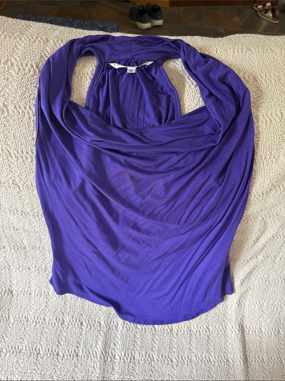 Trina Turk Purple Draped Halter Tank Top